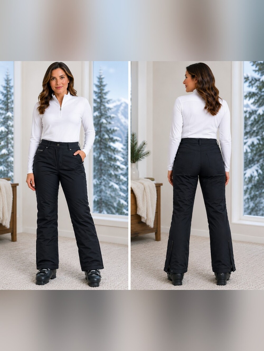 Fera Women's Black Stretch Insulated Snow/Ski Pants Pockets Size 8R